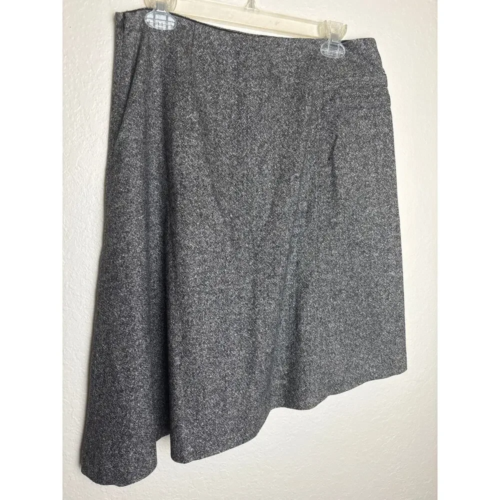 Garnet Hill Gray Wool and Silk Blend Skirt with Side Buckle Detail Size 12P